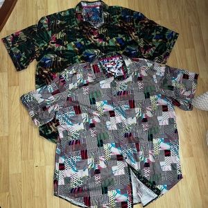 Robert Graham Set Of Two bundle graphic short Sleeve Button Down shirts 2XL TALL